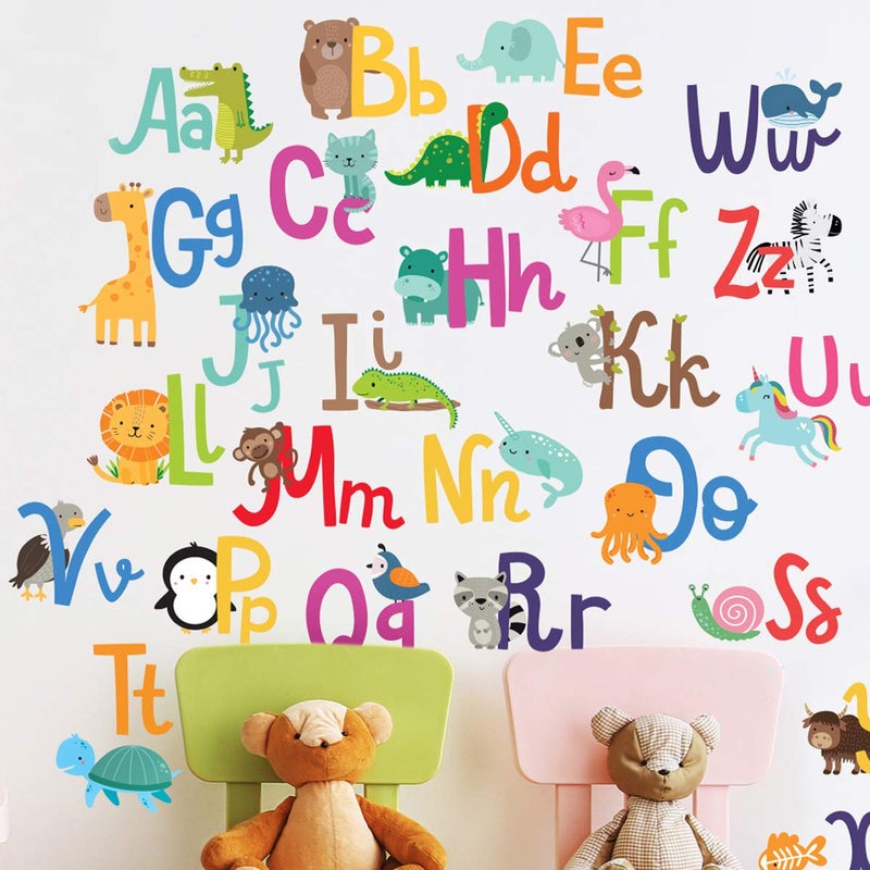 DesignStickers ملصقات حائط الأبجدية لغرف الأطفال - ديكور غرفة اللعب للأطفال الأولاد والبنات - ملصقات حائط لغرف الأطفال - Image 1